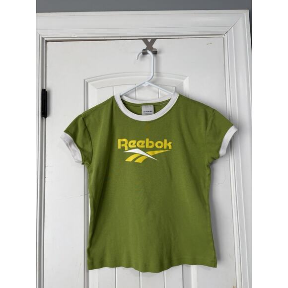 Reebok T Shirt Kids XL Green Yellow Vintage Short Sleeve - Picture 1 of 3